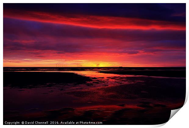Wallasey Shore Sunset Print by David Chennell