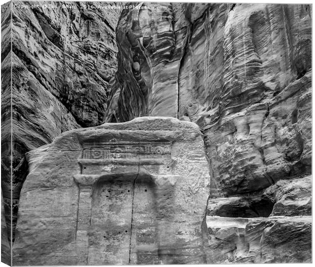 Relief Art, Petra - Black and white Canvas Print by Tony Sharp LRPS CPAGB