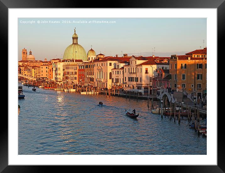 San Simeone Piccolo Grand Canal Venice Italy Framed Mounted Print by John Keates