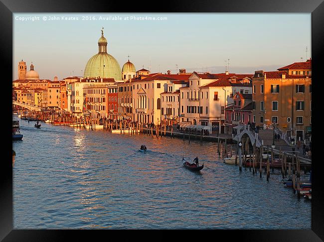 San Simeone Piccolo Grand Canal Venice Italy Framed Print by John Keates