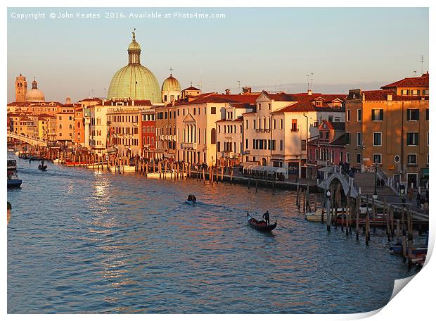 San Simeone Piccolo Grand Canal Venice Italy Print by John Keates