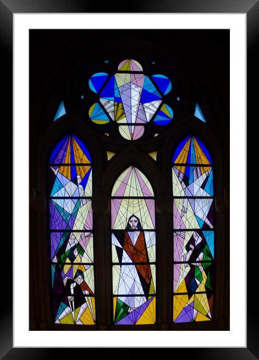Stained Glass of the Almudena Cathedral, Madrid Framed Mounted Print by Svetlana Korneliuk