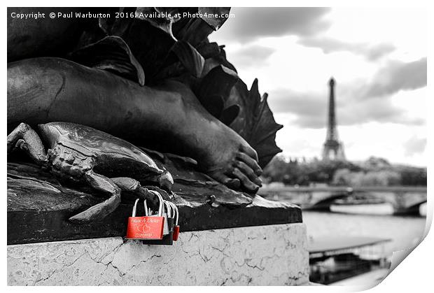 Red Padlocks in Paris Print by Paul Warburton