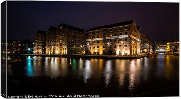 Gloucester Docks by night  Canvas Print by Rob Hawkins