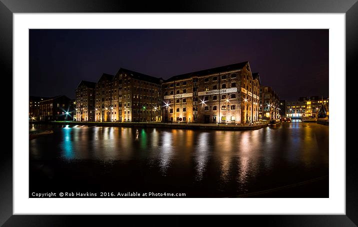 Gloucester Docks by night  Framed Mounted Print by Rob Hawkins