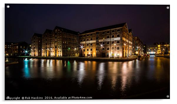 Gloucester Docks by night  Acrylic by Rob Hawkins