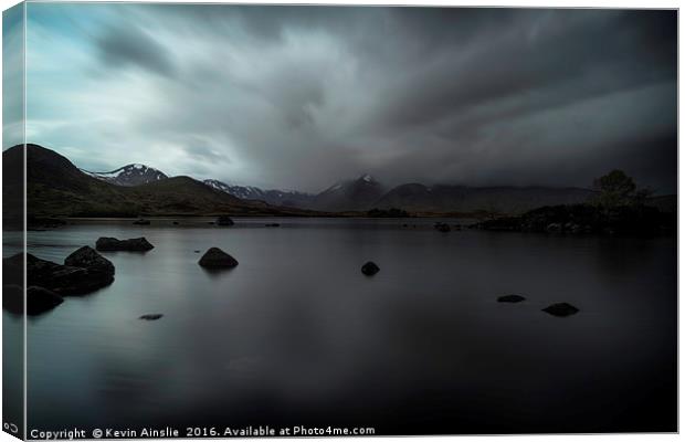 Moody Twilight Loch Canvas Print by Kevin Ainslie