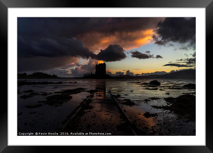 Sunset at Stalker Castle Framed Mounted Print by Kevin Ainslie