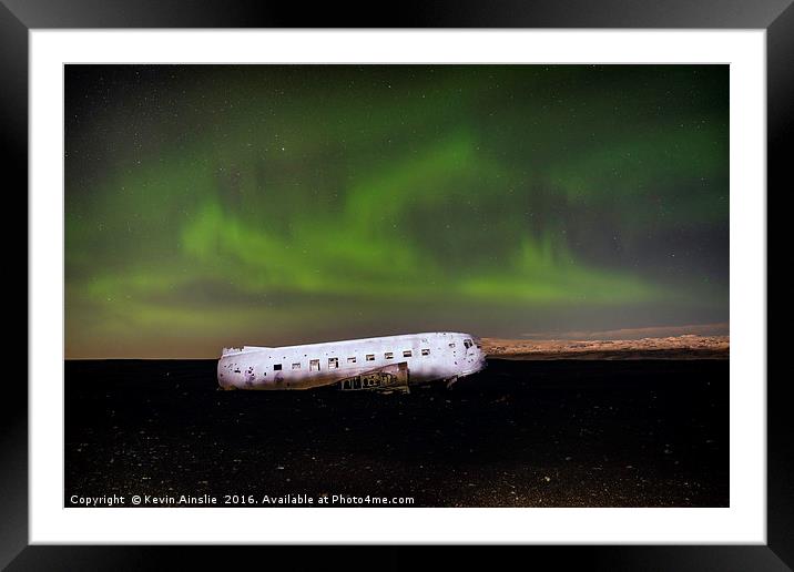 DC3 Aurora Framed Mounted Print by Kevin Ainslie