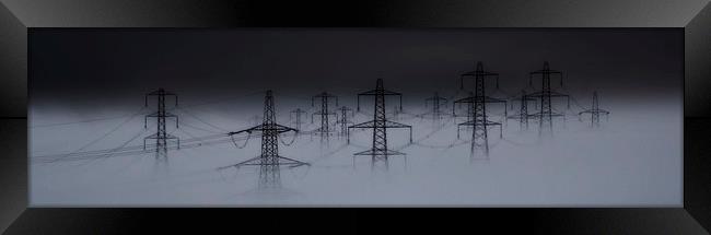 Pylons in the Mist Framed Print by Justine Stuttard