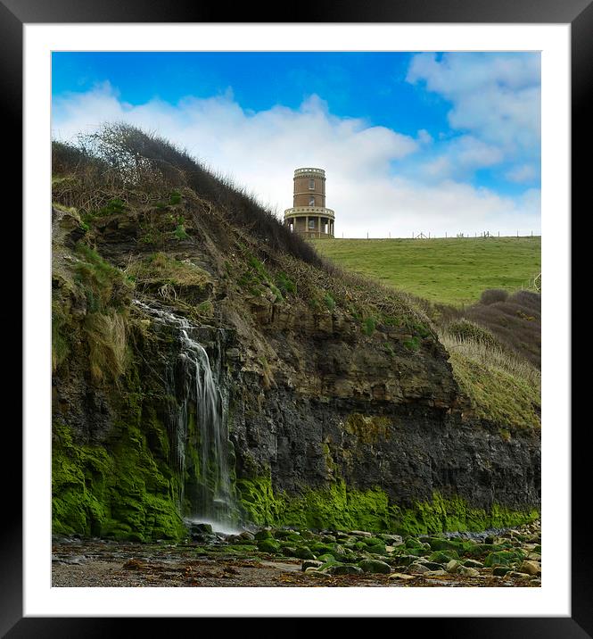Clavell tower and waterfall Framed Mounted Print by Shaun Jacobs