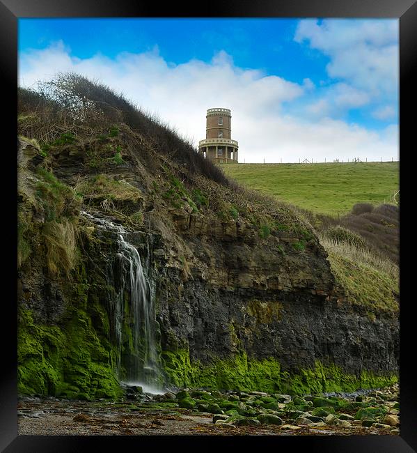 Clavell tower and waterfall Framed Print by Shaun Jacobs