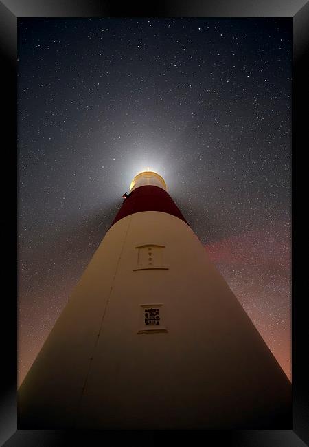 Portland Bill lighthouse at night Framed Print by Shaun Jacobs