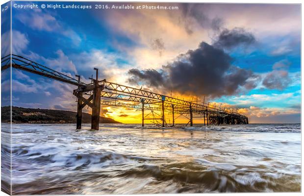 Totland Pier Sunset Canvas Print by Wight Landscapes