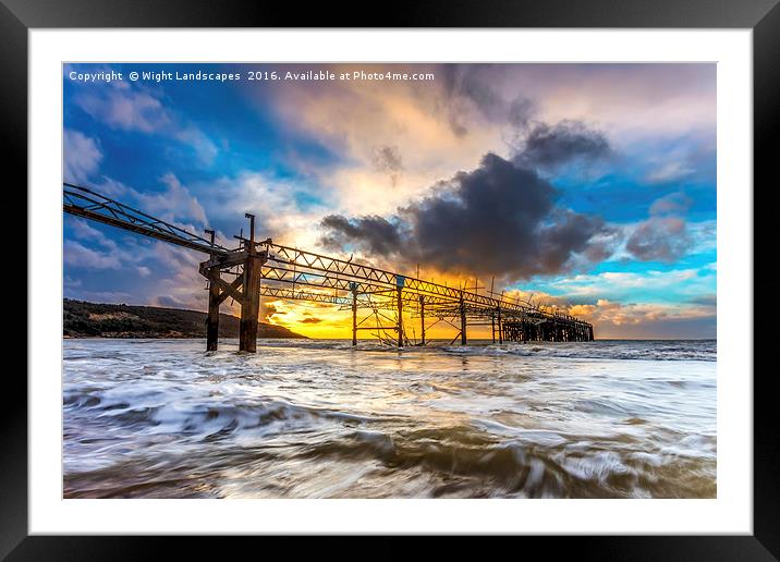 Totland Pier Sunset Framed Mounted Print by Wight Landscapes