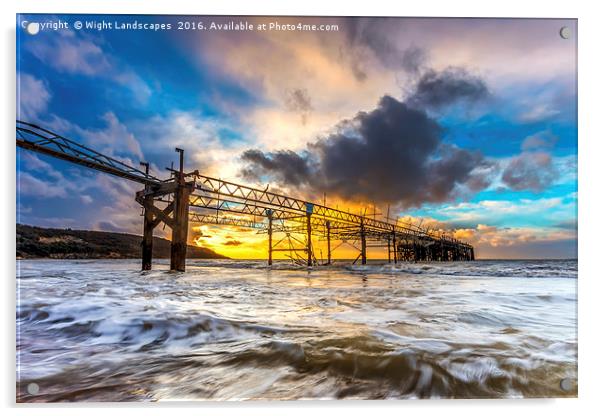 Totland Pier Sunset Acrylic by Wight Landscapes