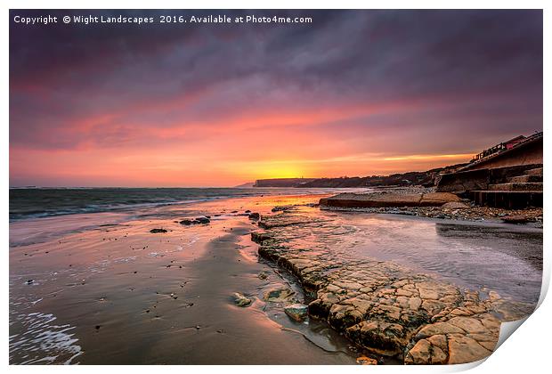 Foreland Sunset Print by Wight Landscapes
