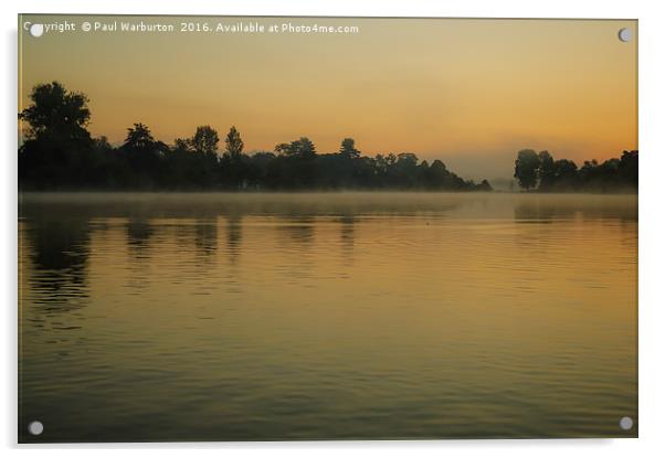 Misty Morning Lake Acrylic by Paul Warburton