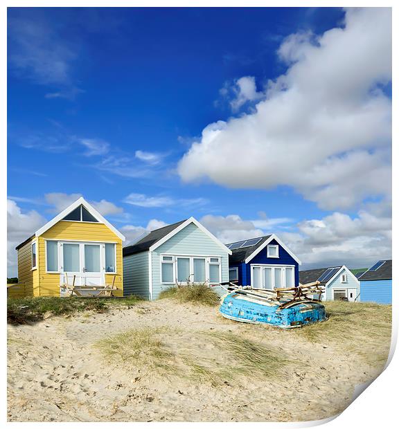 Beach huts on a summer afternoon  Print by Shaun Jacobs