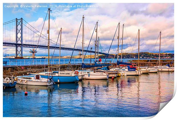 South Queensferry Harbour Print by Valerie Paterson