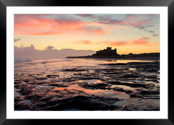 Bamburgh Castle Sunrise Framed Mounted Print by Northeast Images