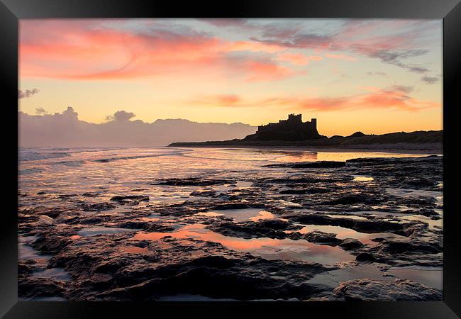 Bamburgh Castle Sunrise Framed Print by Northeast Images