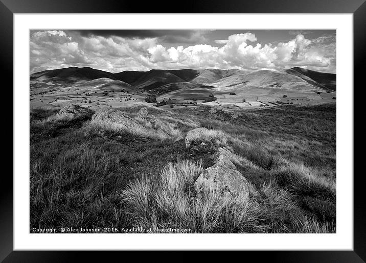 Howgills View Mono Framed Mounted Print by Alex Johnson