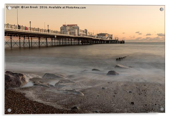 Worthing Pier Acrylic by Len Brook