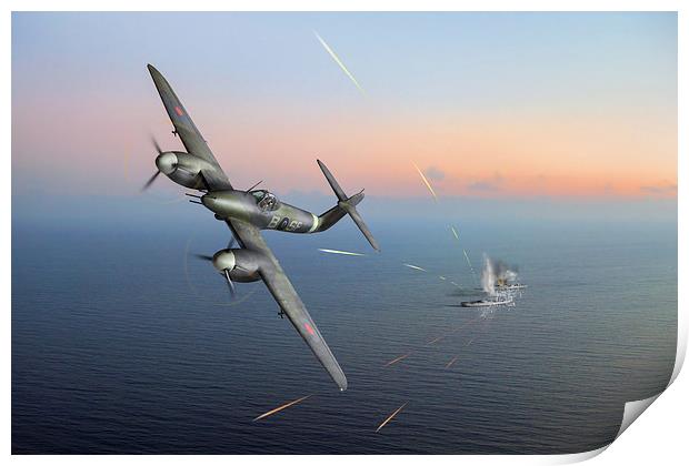 Westland Whirlwind attacking E-boats Print by Gary Eason