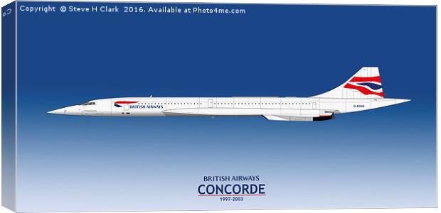 British Airways Concorde 1997 to 2003 Canvas Print by Steve H Clark