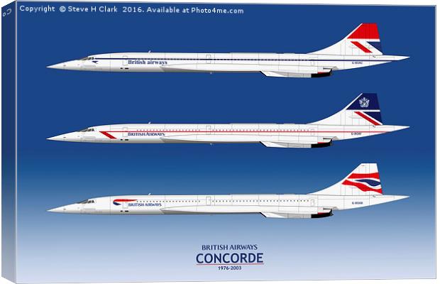 British Airways Concords 1976 to 2003 Canvas Print by Steve H Clark