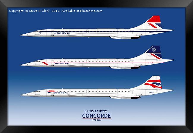British Airways Concords 1976 to 2003 Framed Print by Steve H Clark