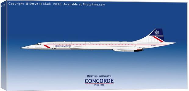 British Airways Concorde 1984 to 1997 Canvas Print by Steve H Clark