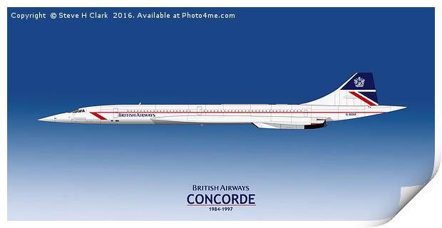 British Airways Concorde 1984 to 1997 Print by Steve H Clark