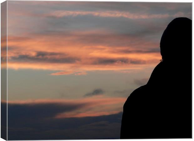 Silhouette of A man enjoying the sunset sky Canvas Print by Jackson Photography