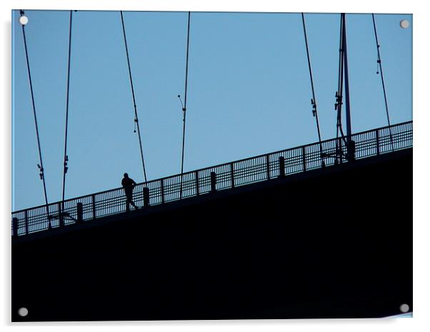 Running across The Humber Bridge Acrylic by Jackson Photography