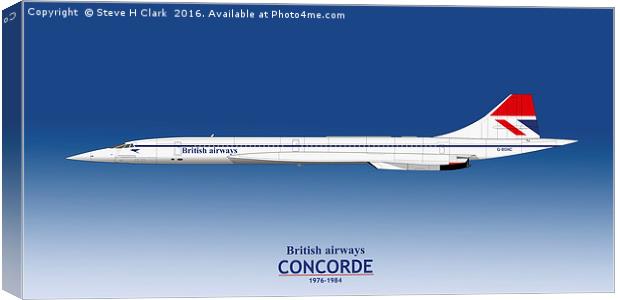British Airways Concorde 1976 to 1984 Canvas Print by Steve H Clark