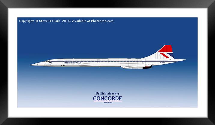 British Airways Concorde 1976 to 1984 Framed Mounted Print by Steve H Clark