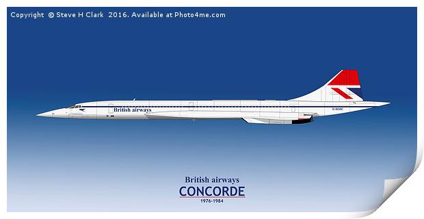 British Airways Concorde 1976 to 1984 Print by Steve H Clark