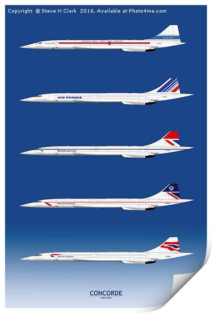 Concorde 1969 to 2003 Print by Steve H Clark