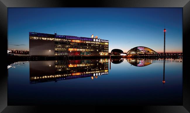 Glasgow River Clyde Reflections at Twilight Framed Print by Maria Gaellman
