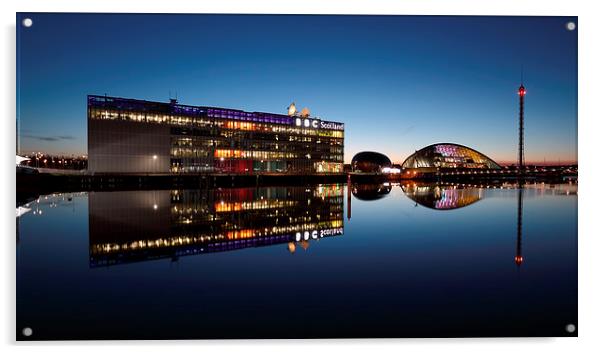 Glasgow River Clyde Reflections at Twilight Acrylic by Maria Gaellman