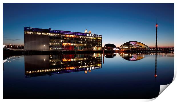 Glasgow River Clyde Reflections at Twilight Print by Maria Gaellman