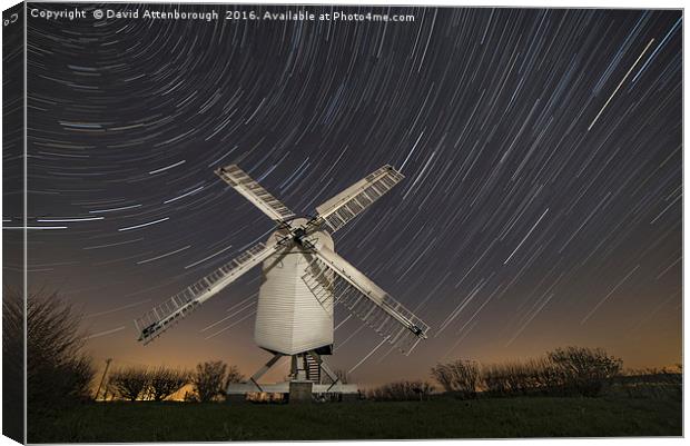Moonlit Chillenden Windmill Canvas Print by David Attenborough