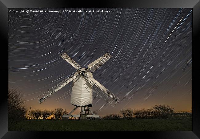 Moonlit Chillenden Windmill Framed Print by David Attenborough