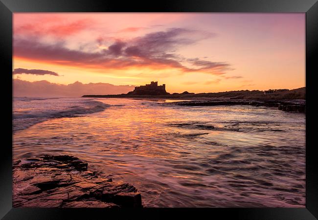 Bamburgh Castle Sunrise Framed Print by Northeast Images