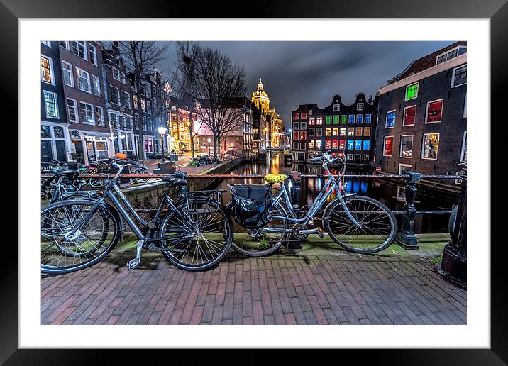 Amsterdam Red Light District at night Framed Mounted Print by Ankor Light