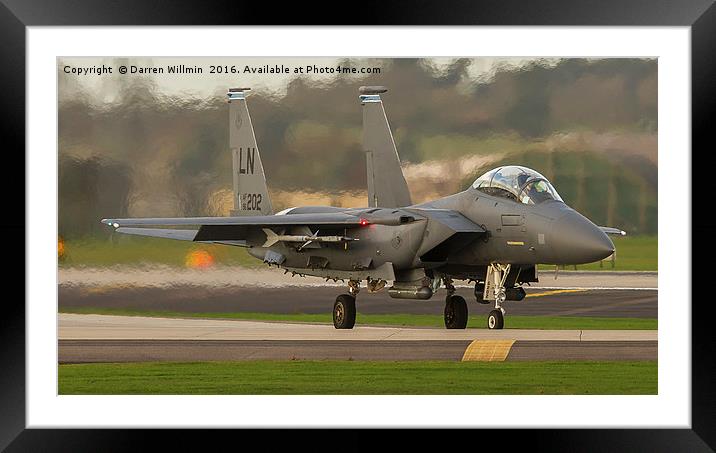 United States Air Force F-15E Departing RAF Lakenh Framed Mounted Print by Darren Willmin