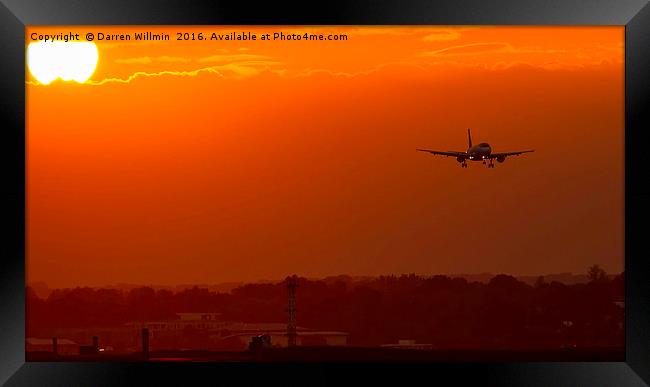 EasyJet Airbus A320 Sunset  Framed Print by Darren Willmin