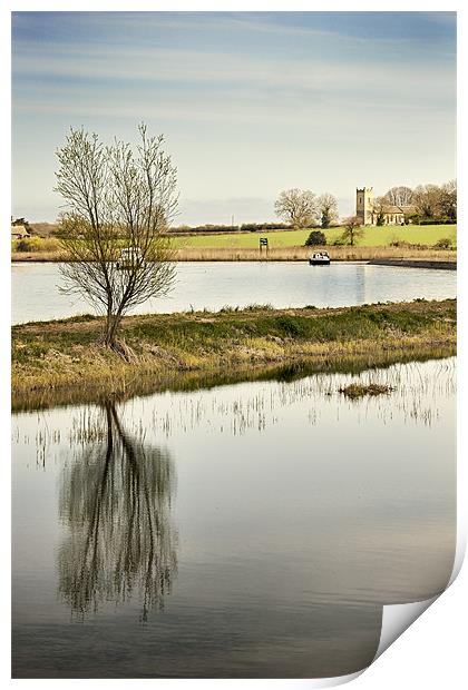 Tree and Church on the River Thurne Print by Stephen Mole